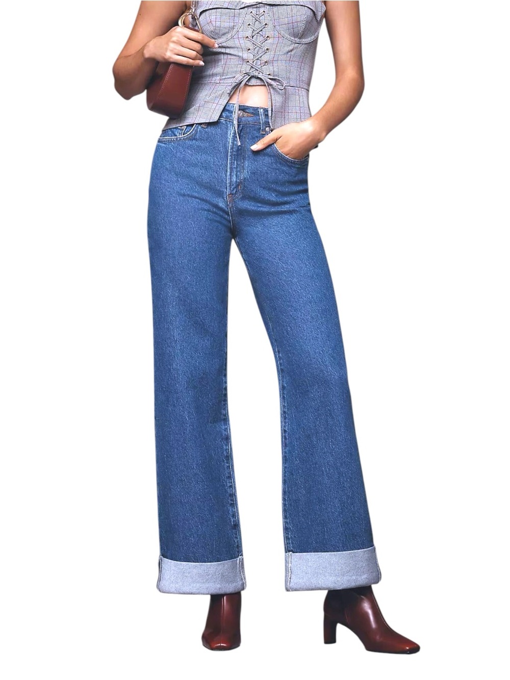 Anthropologie Pilcro The Austyn High-Rise Cuffed Wide-Leg Jeans size 28